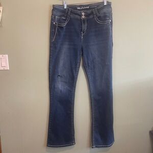 Wallflower Womens Y2K Denim Cowgirl Rodeo Western Bootcut Jeans Blue Size 15 XL
